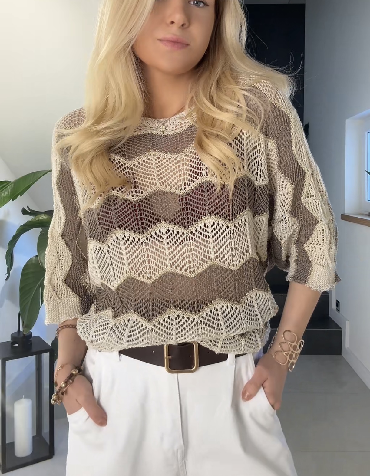 Sweterek ażurowy wzorzysty