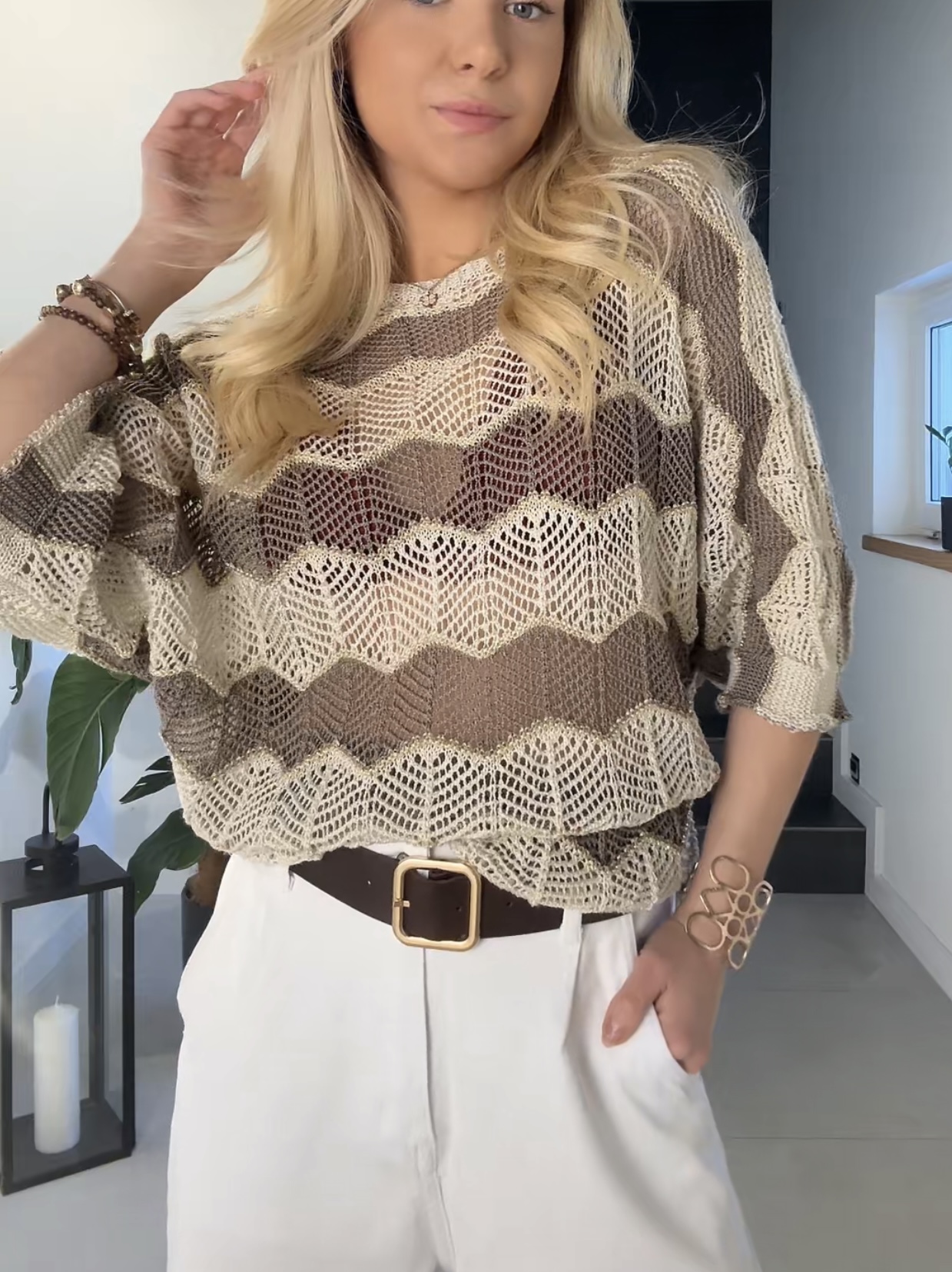 Sweterek ażurowy wzorzysty