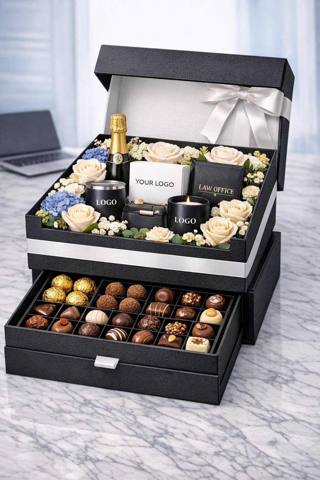 Luxury Gift Box with Champagne and Chocolates