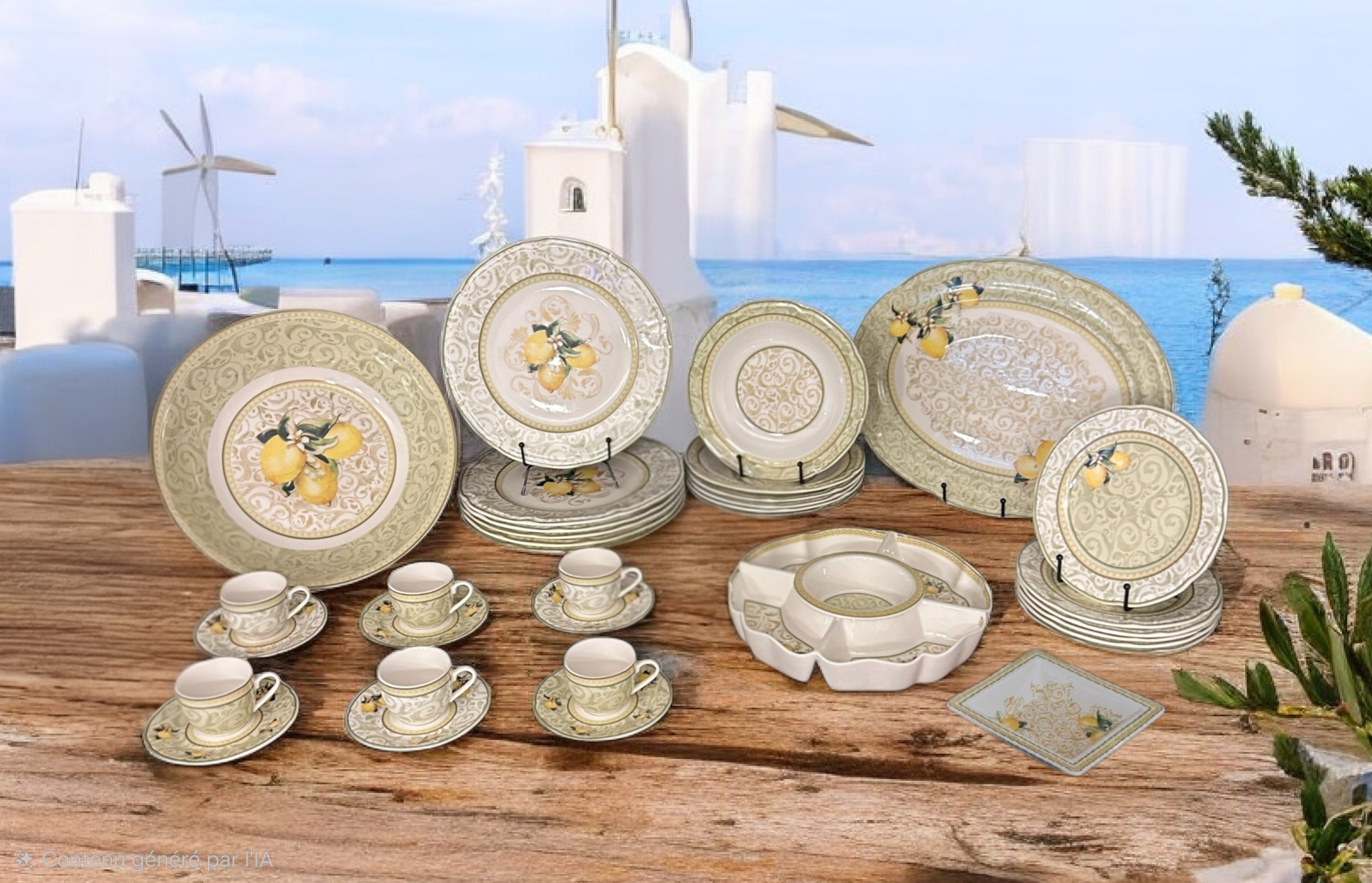 service citron en porcelaine 28 pièces 