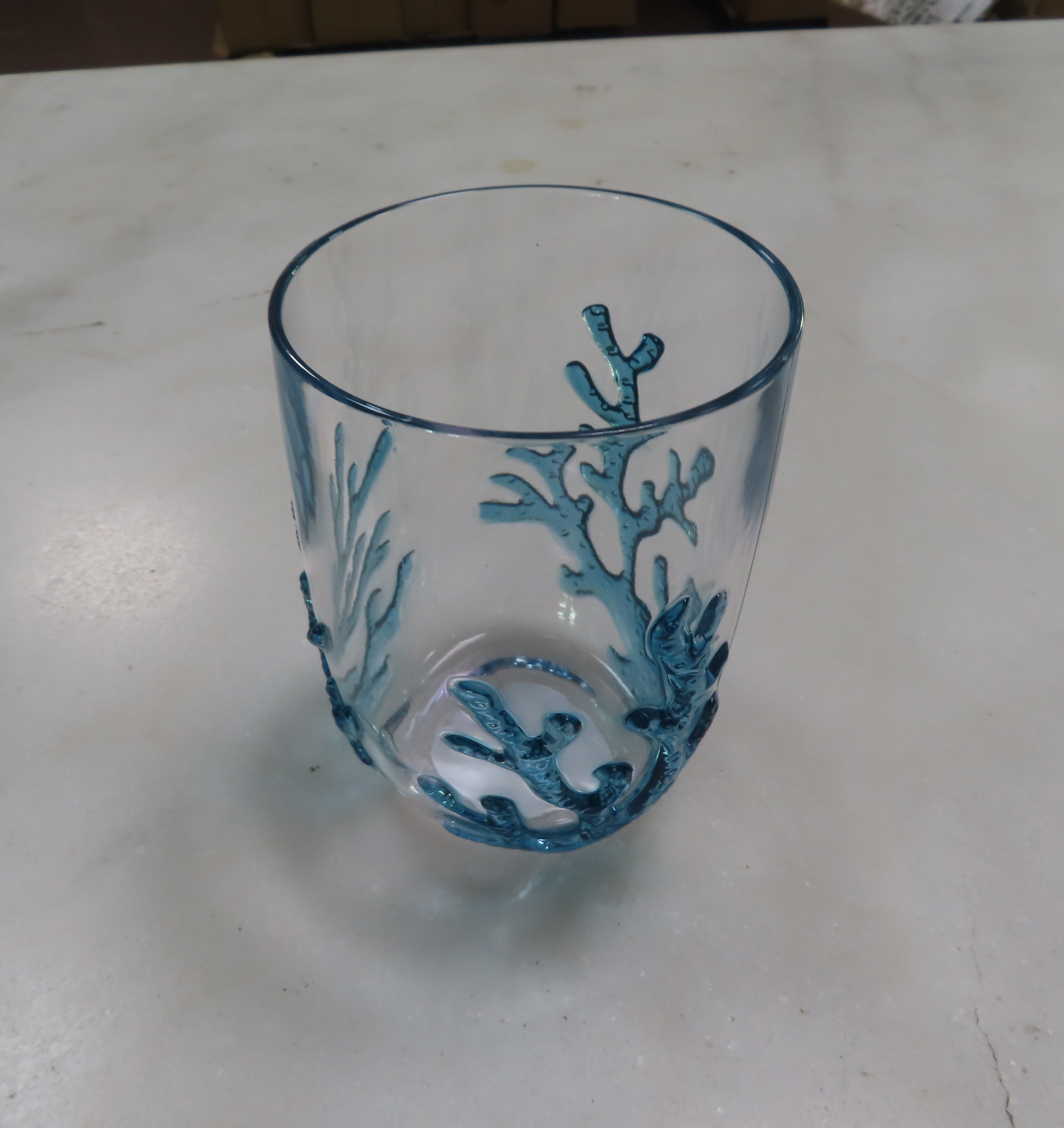 verre a eau corail bleu acrylique 