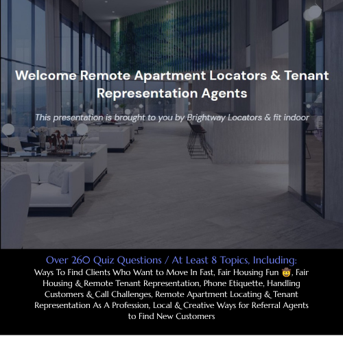 Remote Apartment Locator & Tenant Agent Training