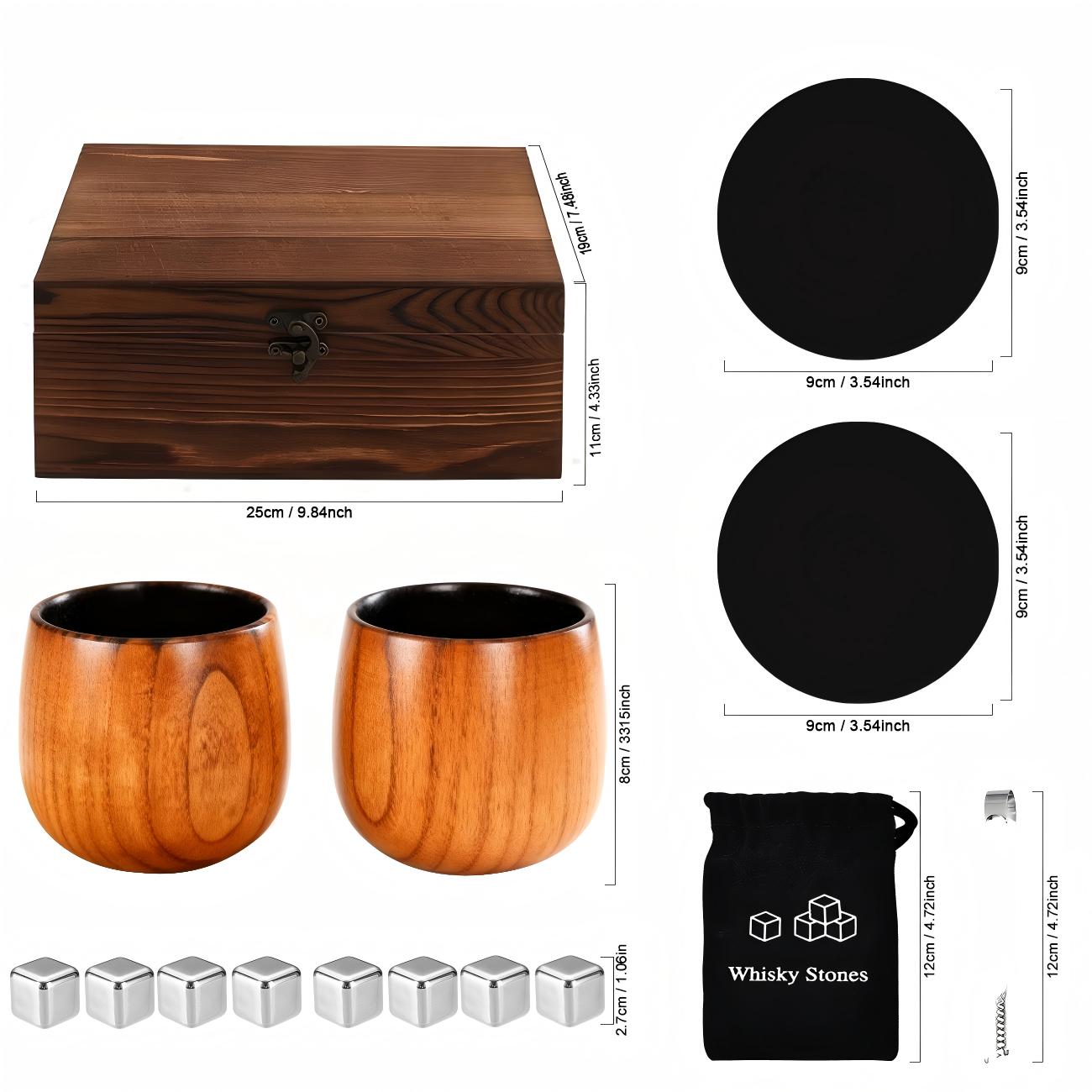 Wooden Whiskey Glasses Kit Gift Box