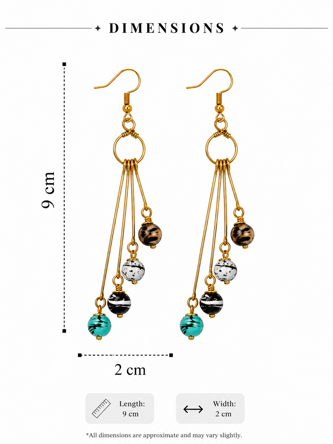 Chaturangi Handmade Multicolor Glass Bead Brass Earrings | Contemporary Long Statement Earrings for Women