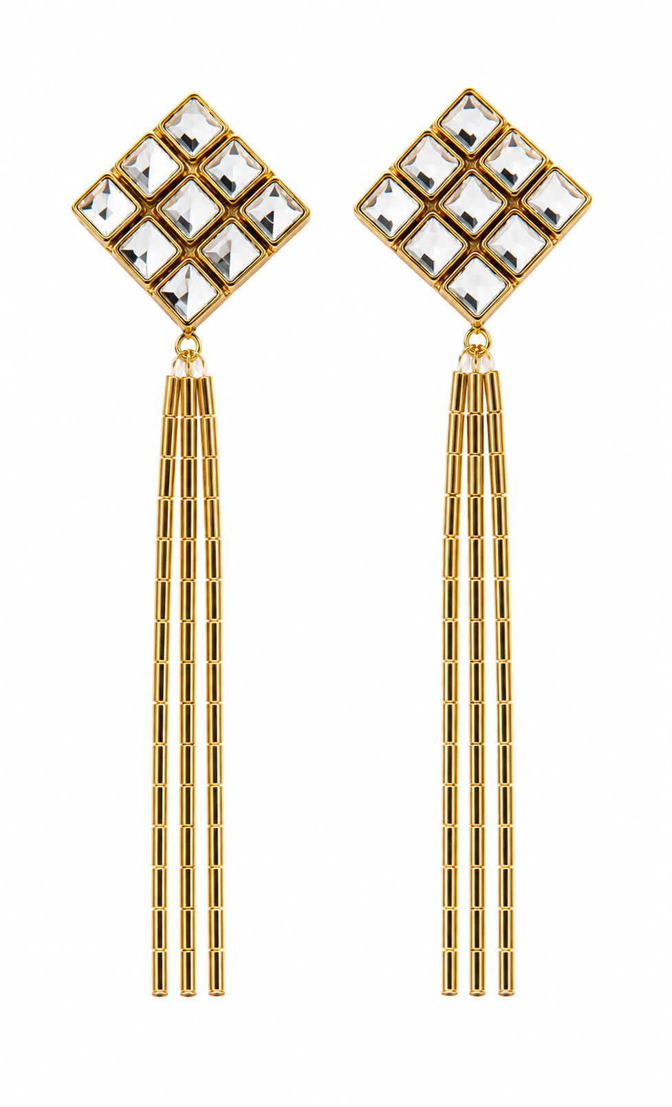 Noor Jhalar Handmade Glass Kundan Tassel Earrings | Long Statement Party Earrings for Women
