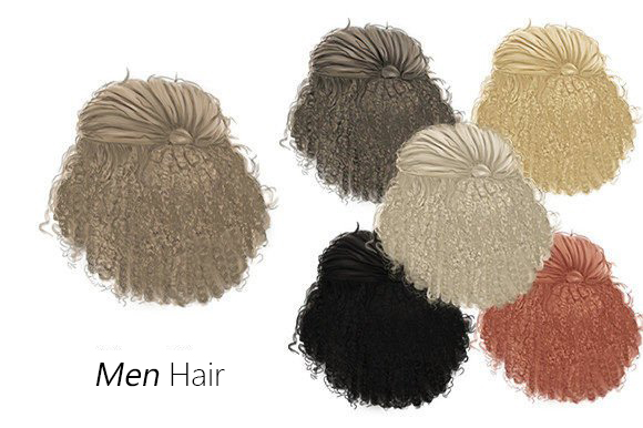 Curly Men Clipart Shoulder Lenght Back View