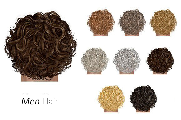Men wavy hair clipart