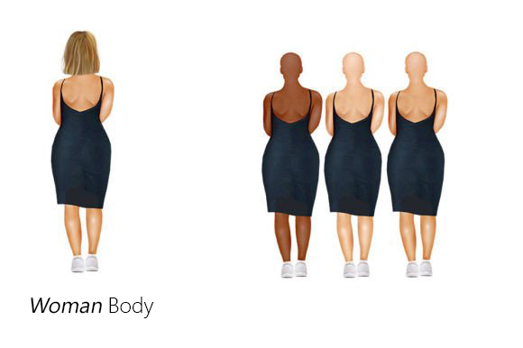 Curly Woman in Black Dress Clipart Back View