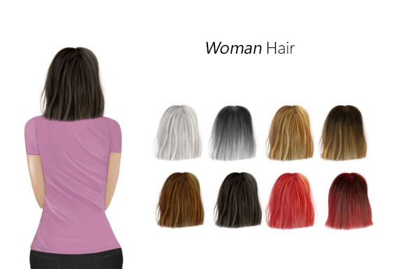 Shoulder Wavy Woman Hair Clipart Set