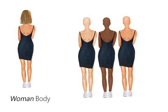 Slim Woman in Black Dress Clipart