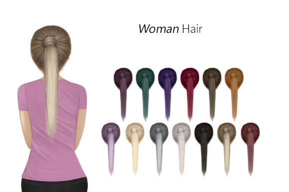 Tied Woman Hair Clipart Set