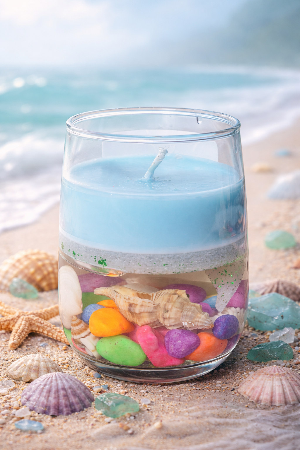 Sylvan Sea Mist Scented Candle (Multi color Stones)