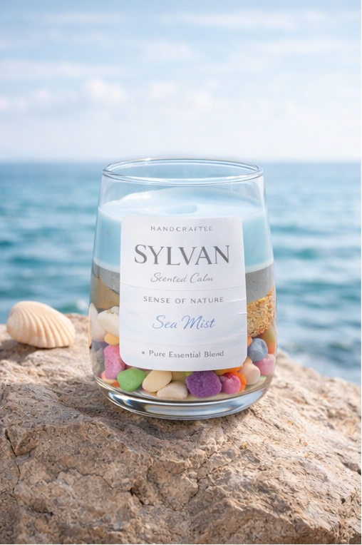 Sylvan Sea Mist Scented Candle (Multi color Stones)