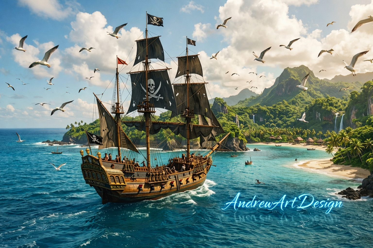 Pirate Treasure Ship Tee – Hidden Paradise Edition 🏴‍☠️🌴