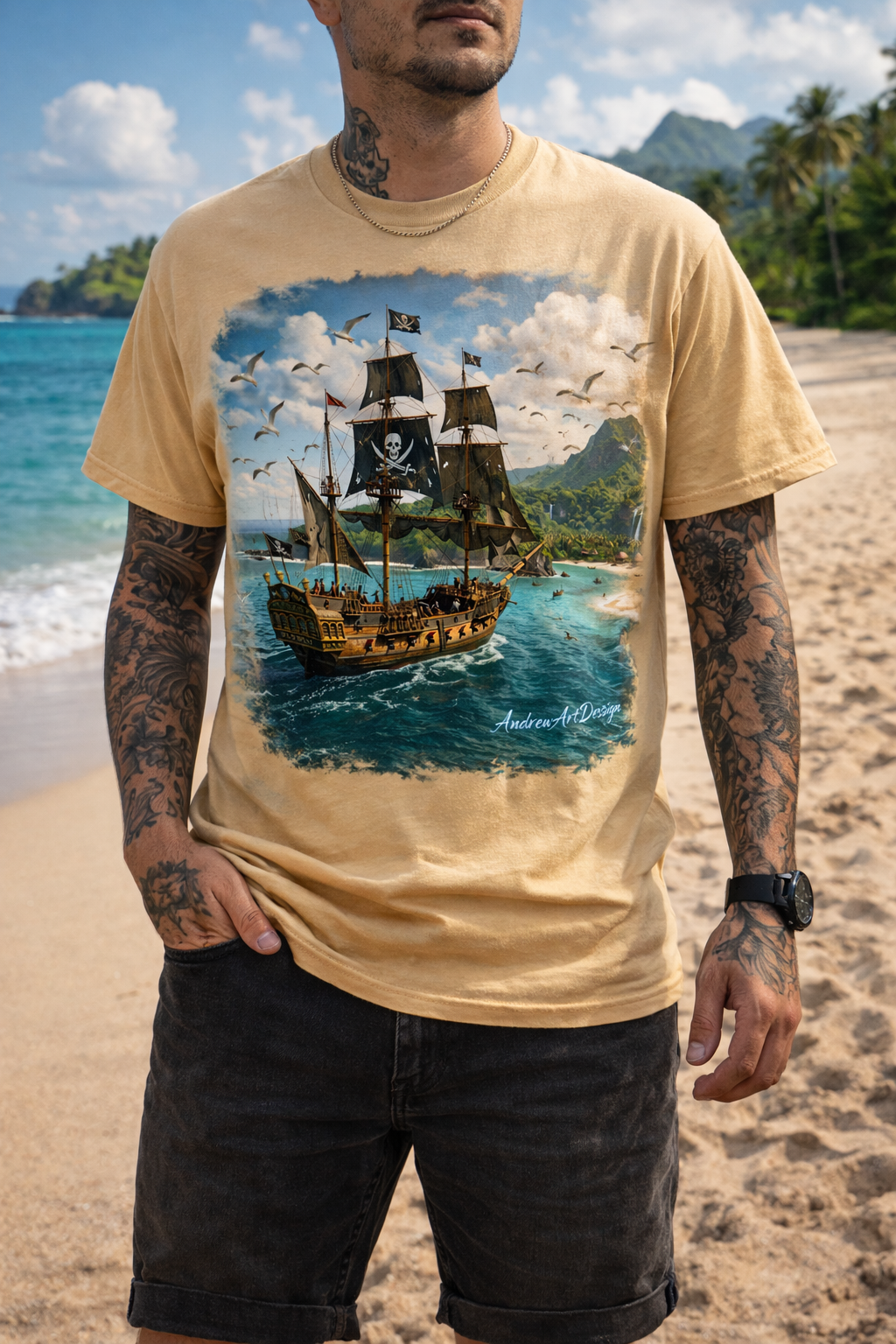 Pirate Treasure Ship Tee – Hidden Paradise Edition 🏴‍☠️🌴