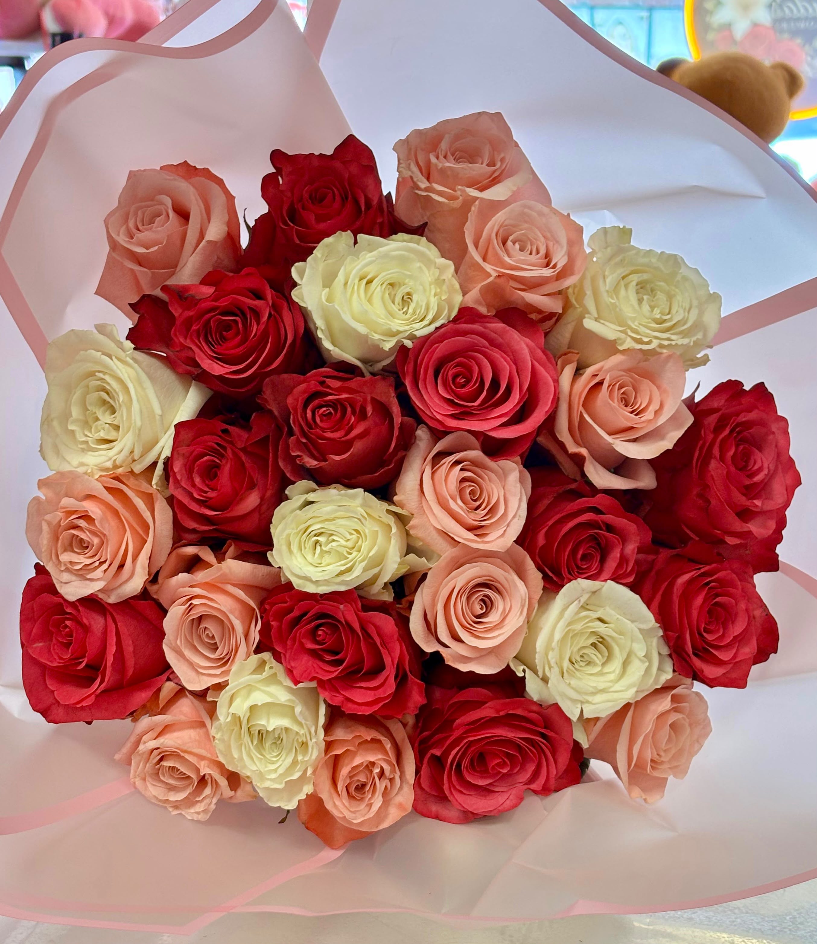 Luxury Pink and White Rose Bouquet
