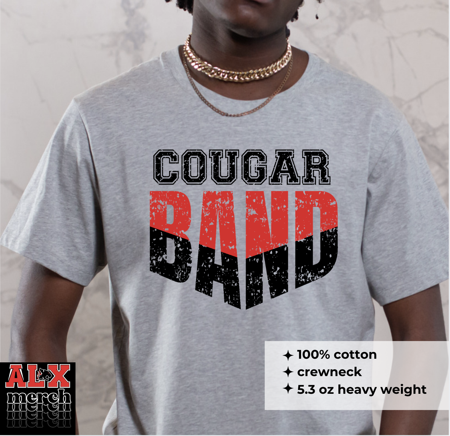Cougar band distressed tee