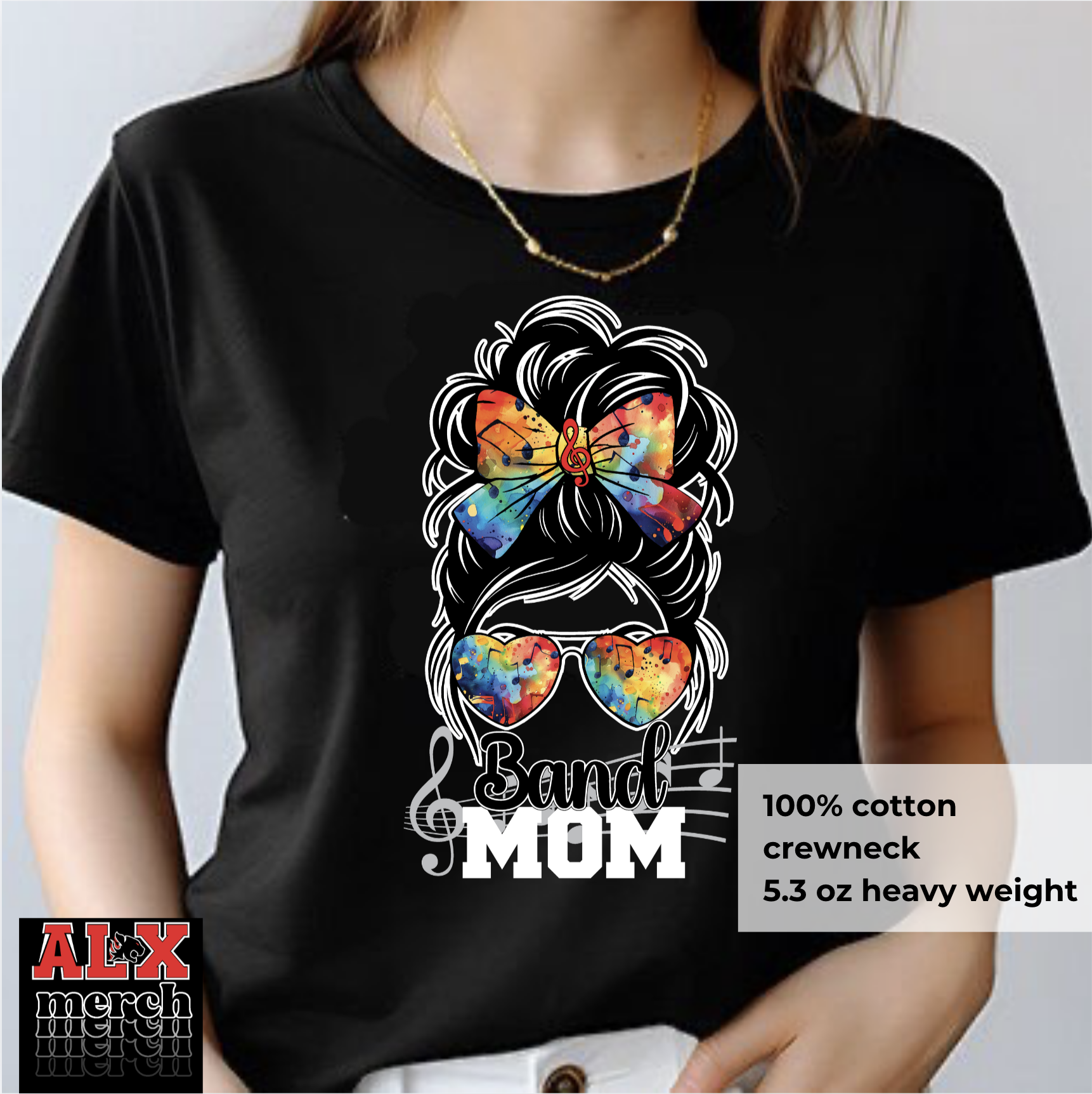 Band mom messy bun tee