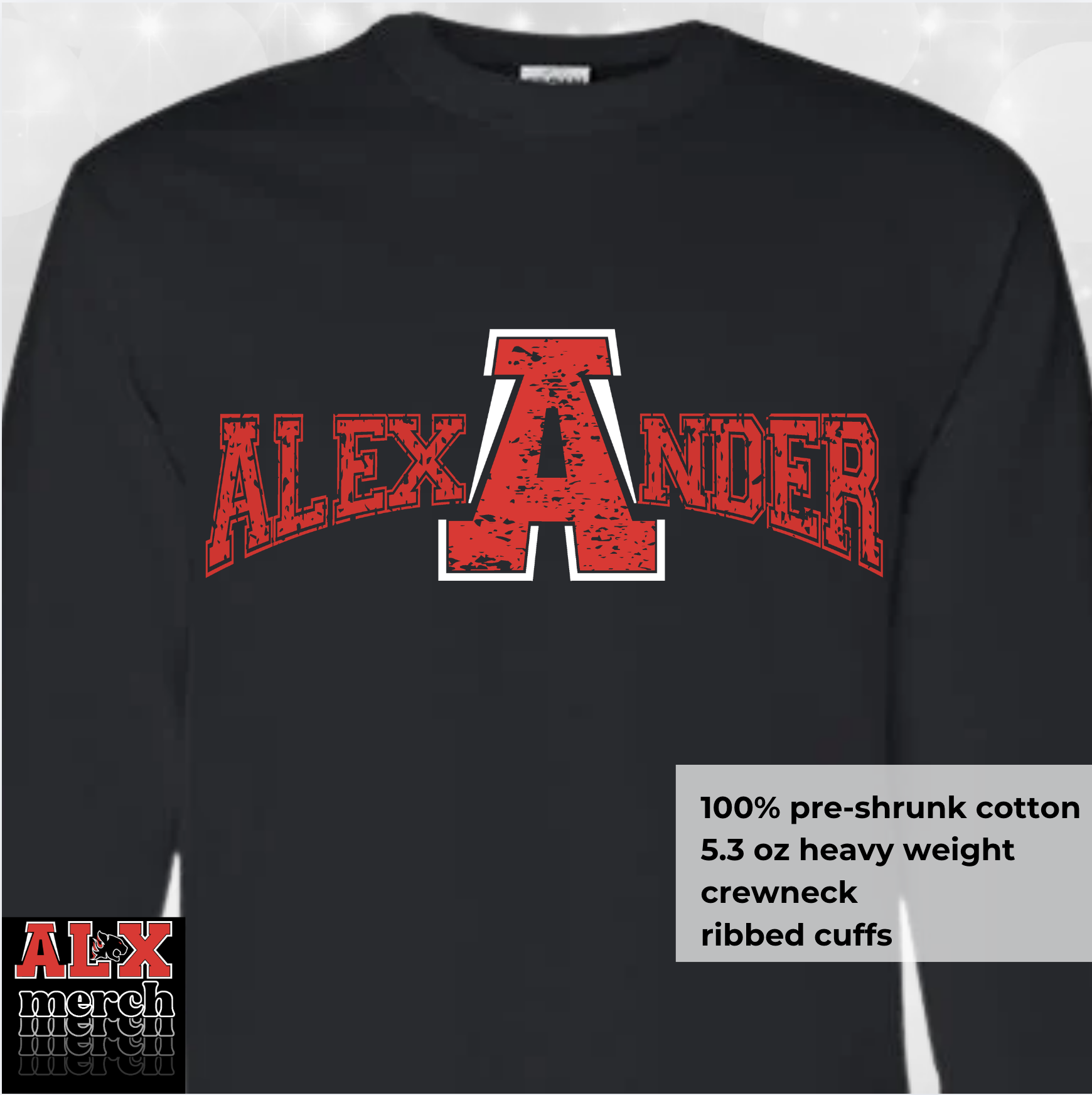 Alex-A-nder A logo  LS tee