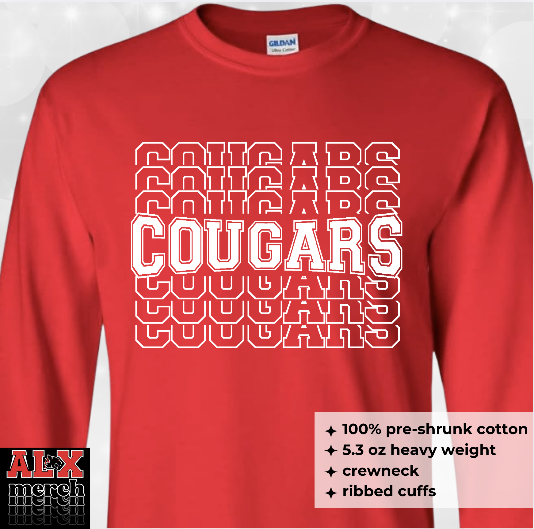 Cougars stacked LS tee