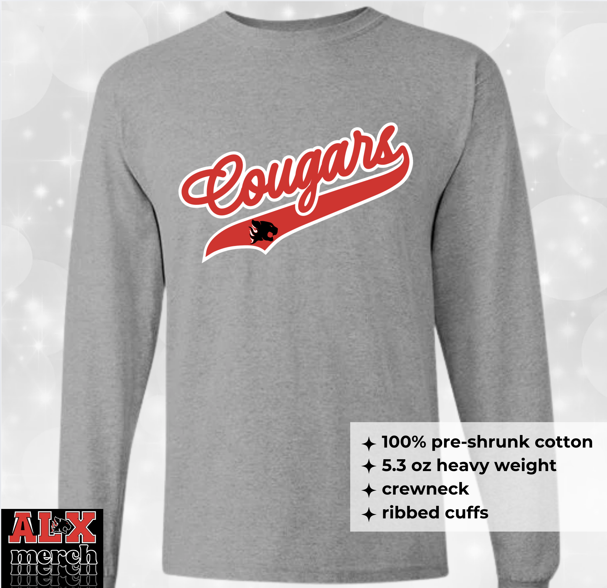 Cougars baseball style LS tee