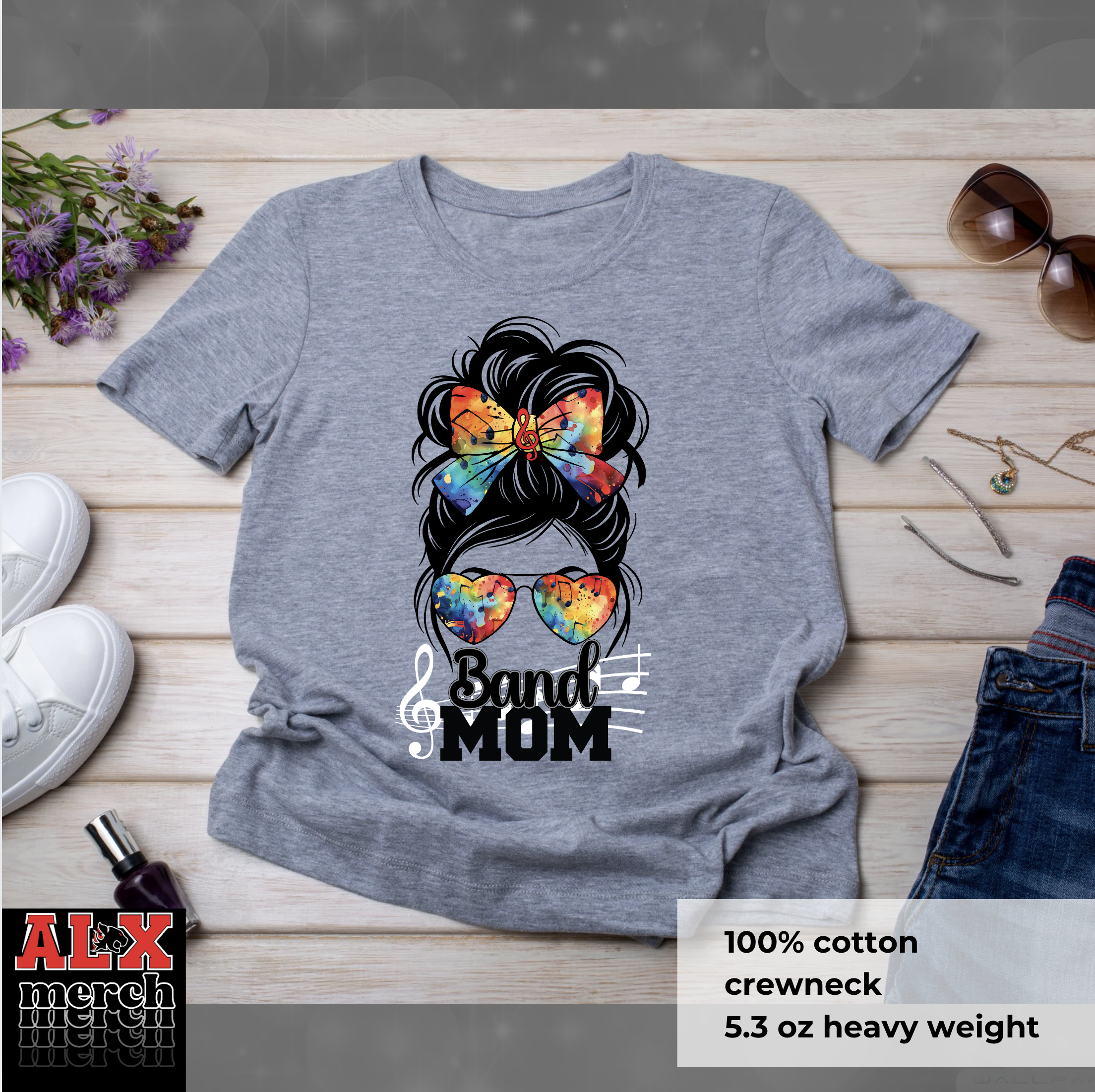 Band mom messy bun tee