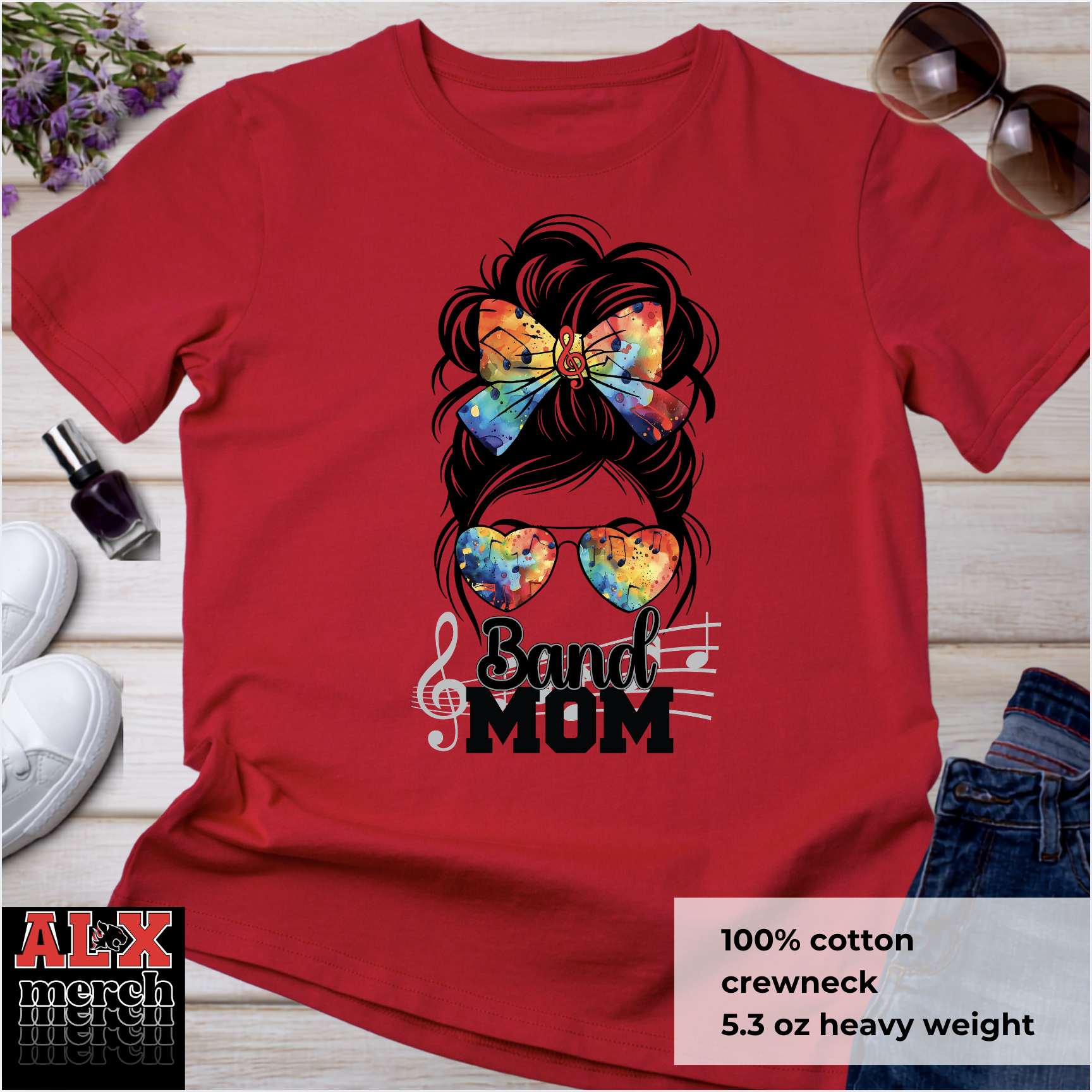 Band mom messy bun tee