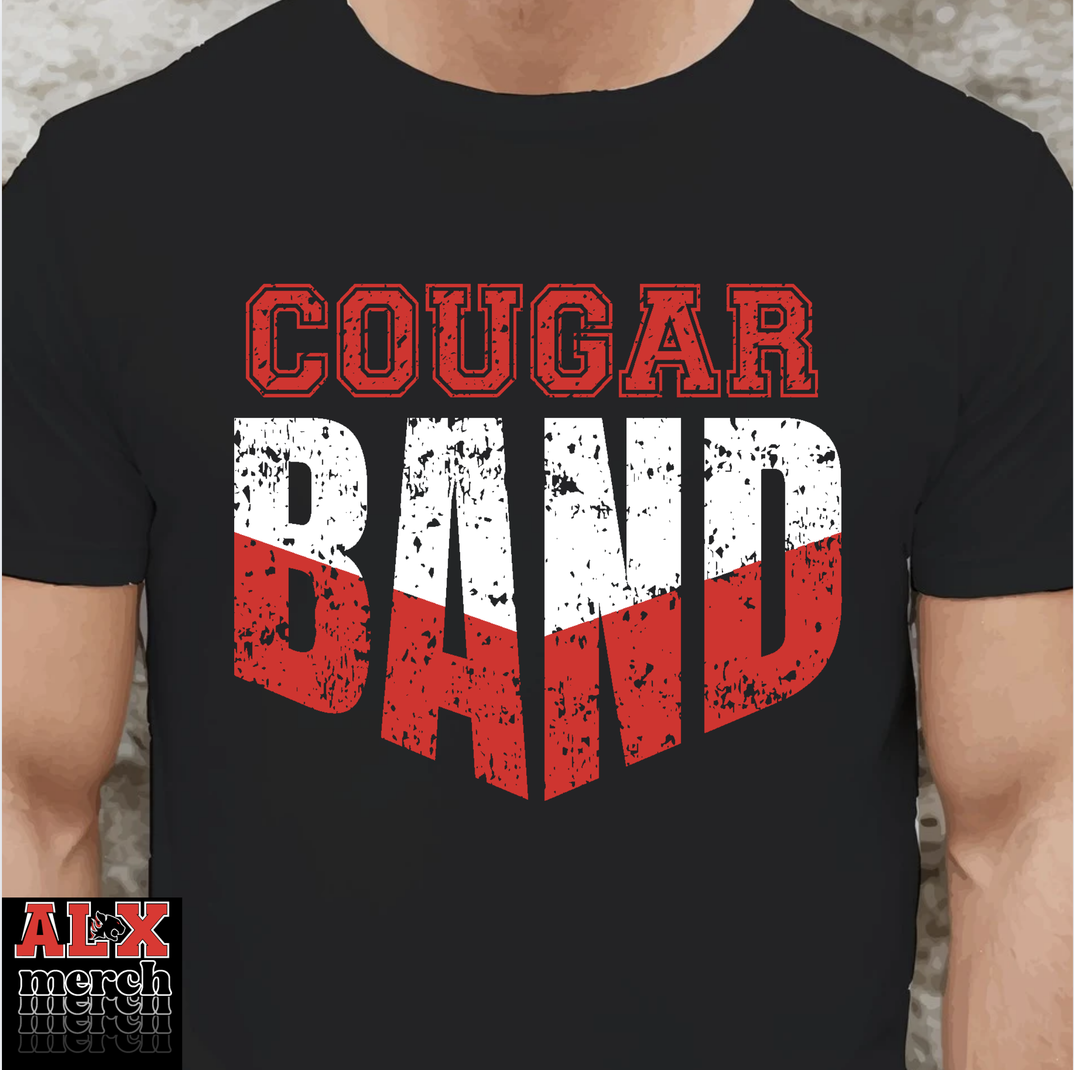Cougar band distressed tee