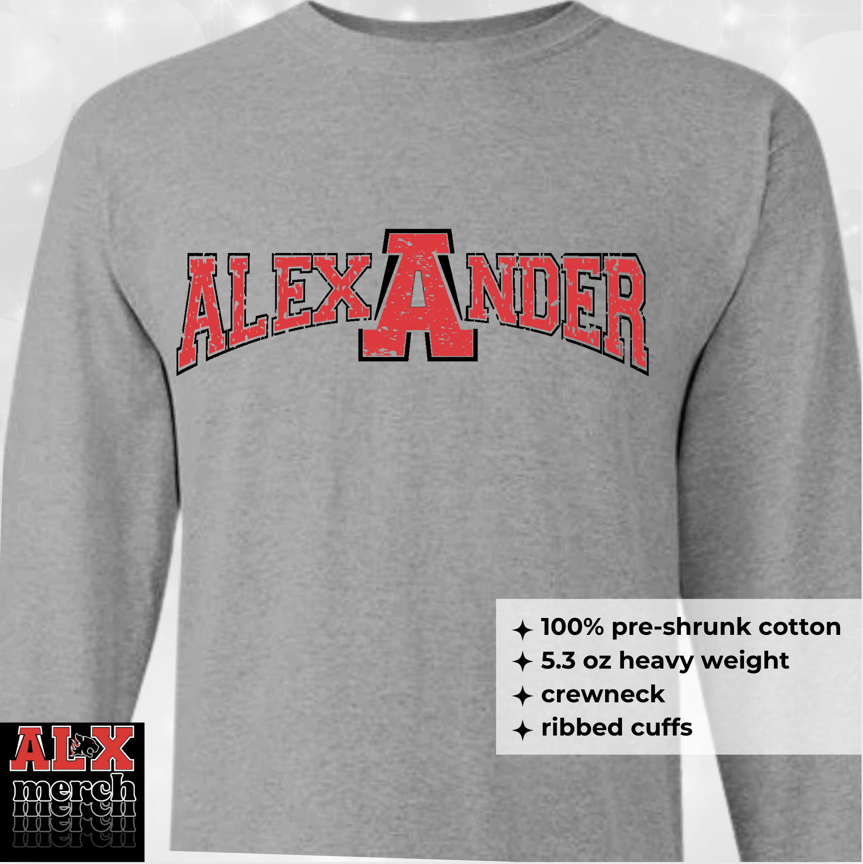 Alex-A-nder A logo  LS tee