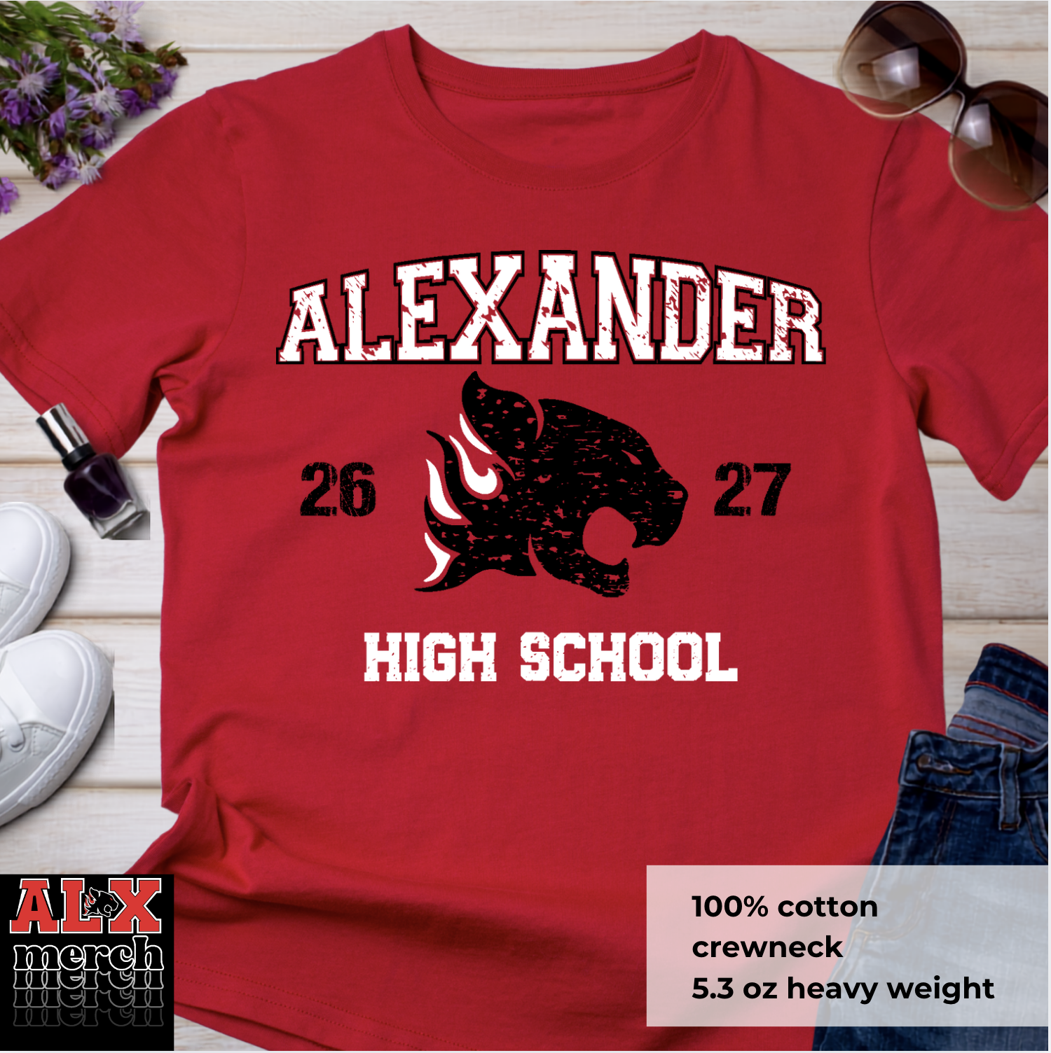Alexander distressed cougar tee