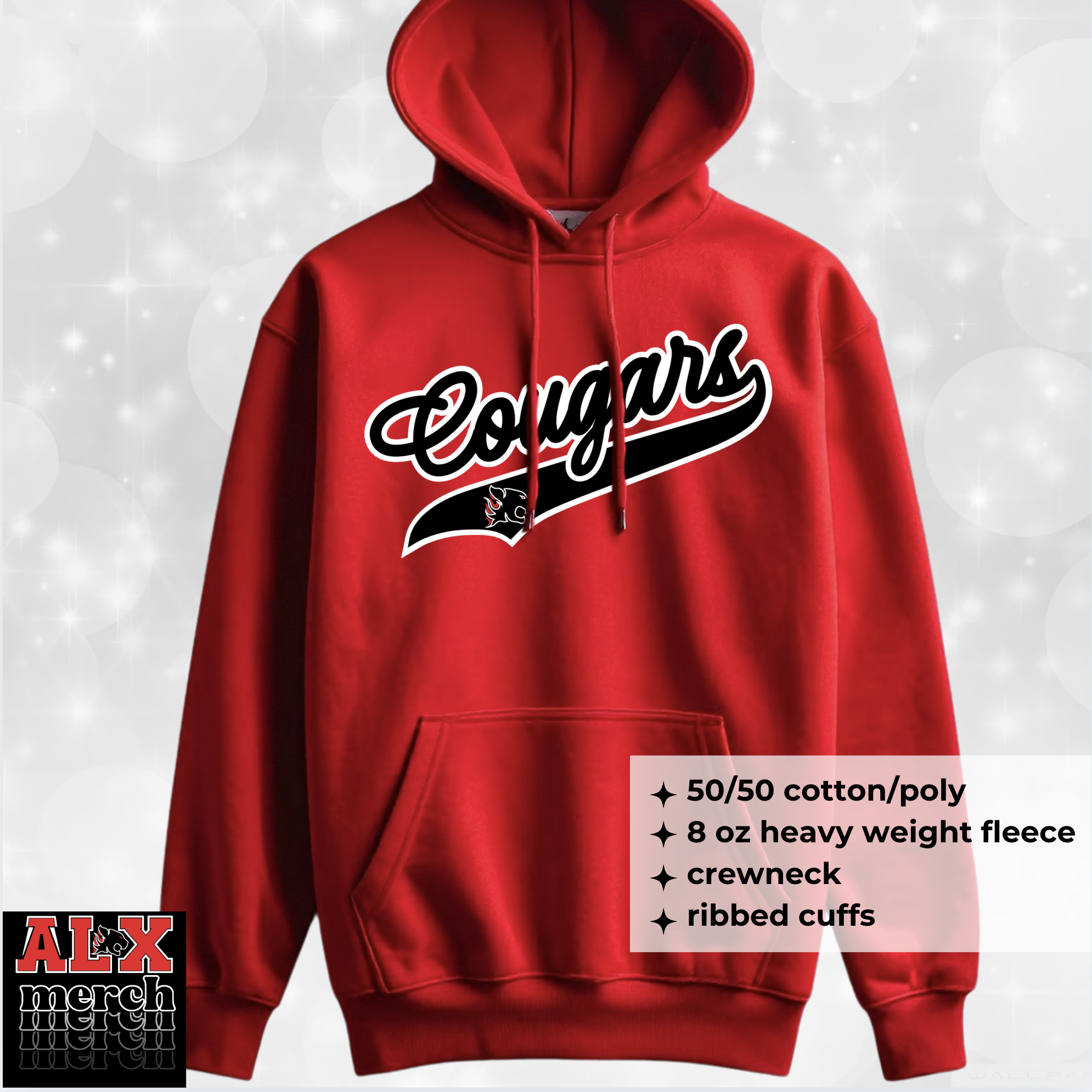Cougars baseball style hoodie