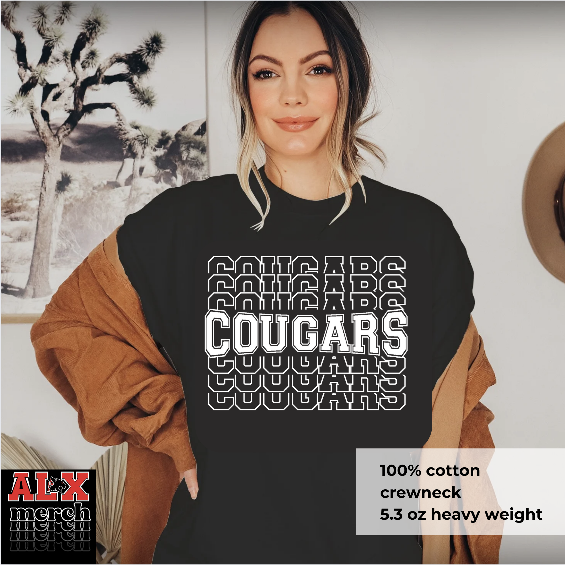 Cougars stacked tee