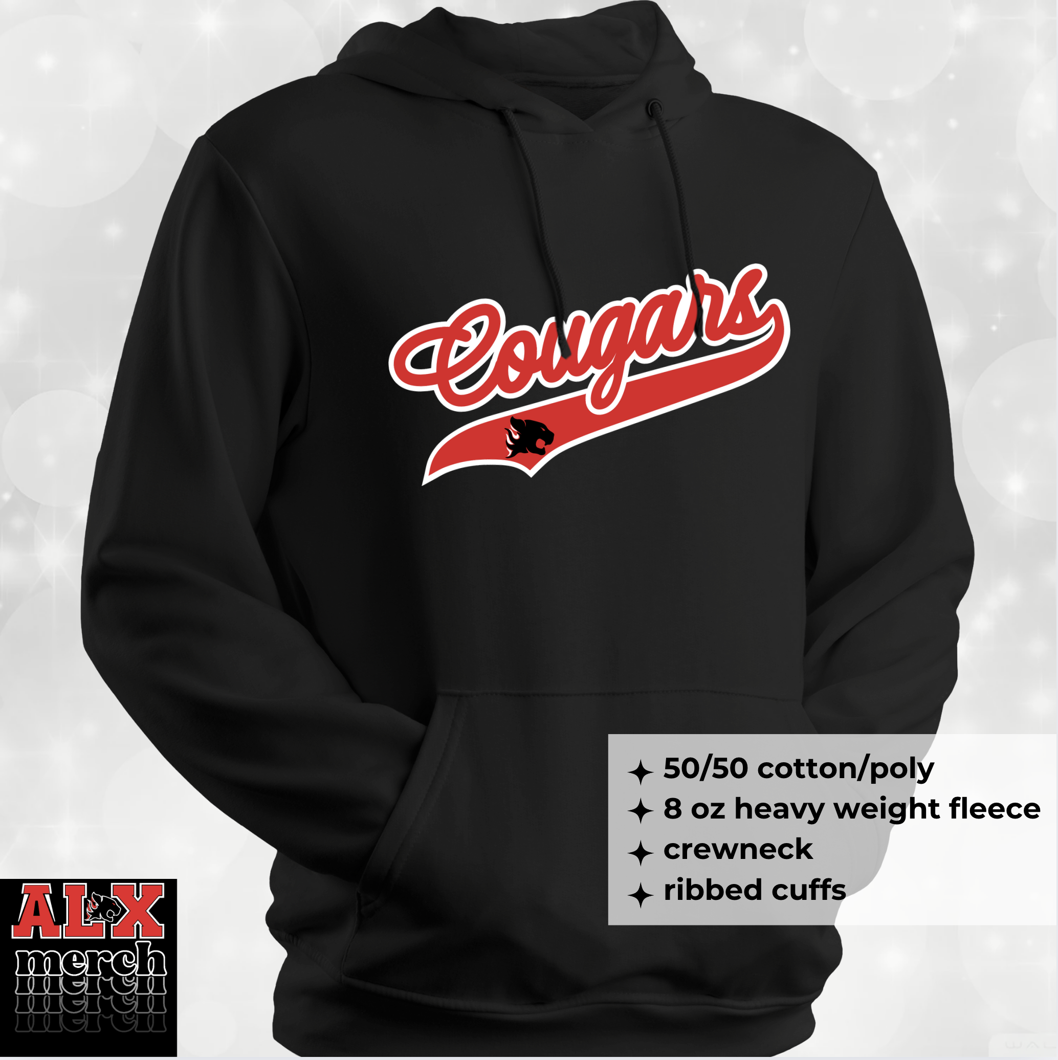 Cougars baseball style hoodie