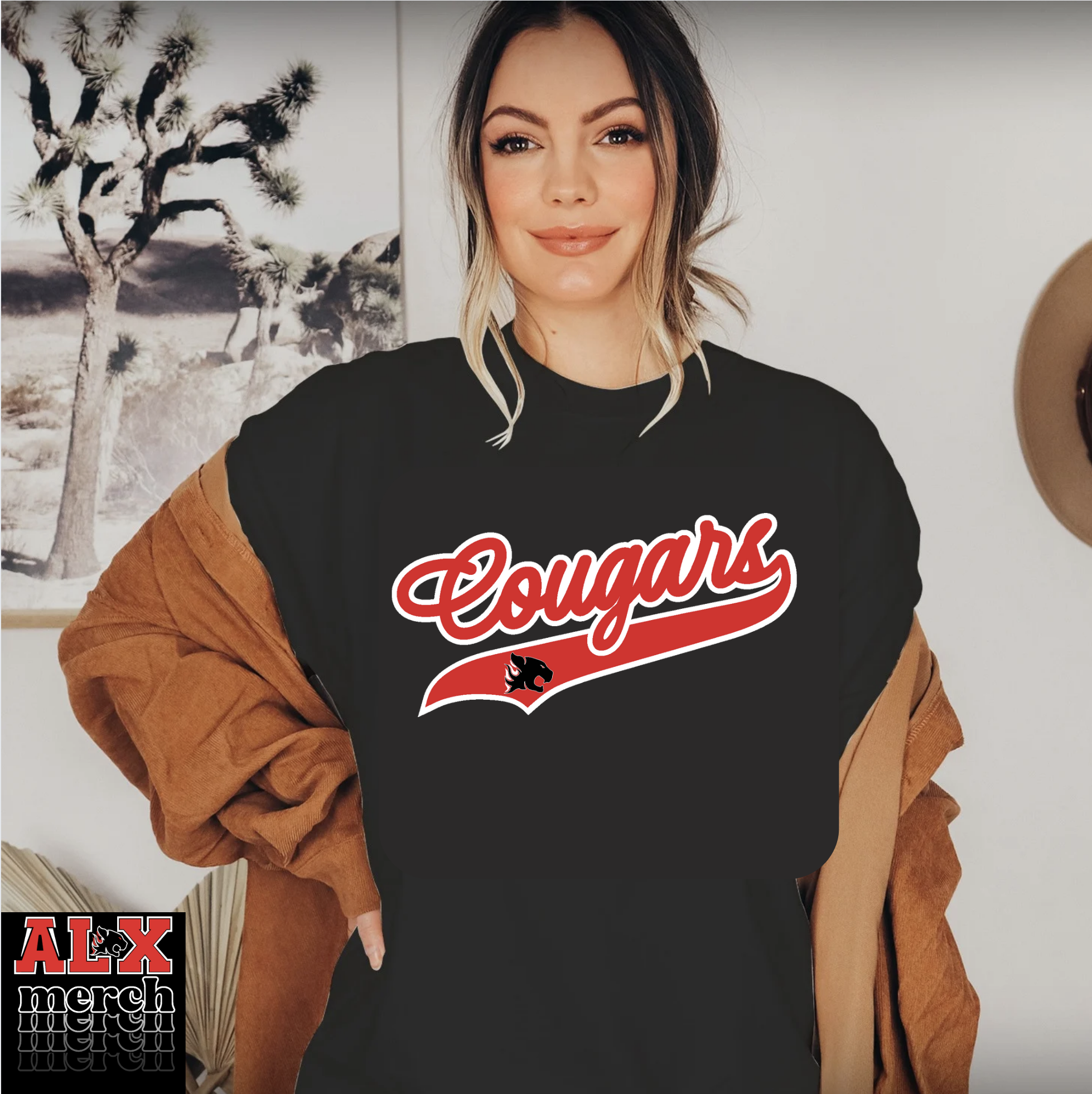 Cougars baseball style tee