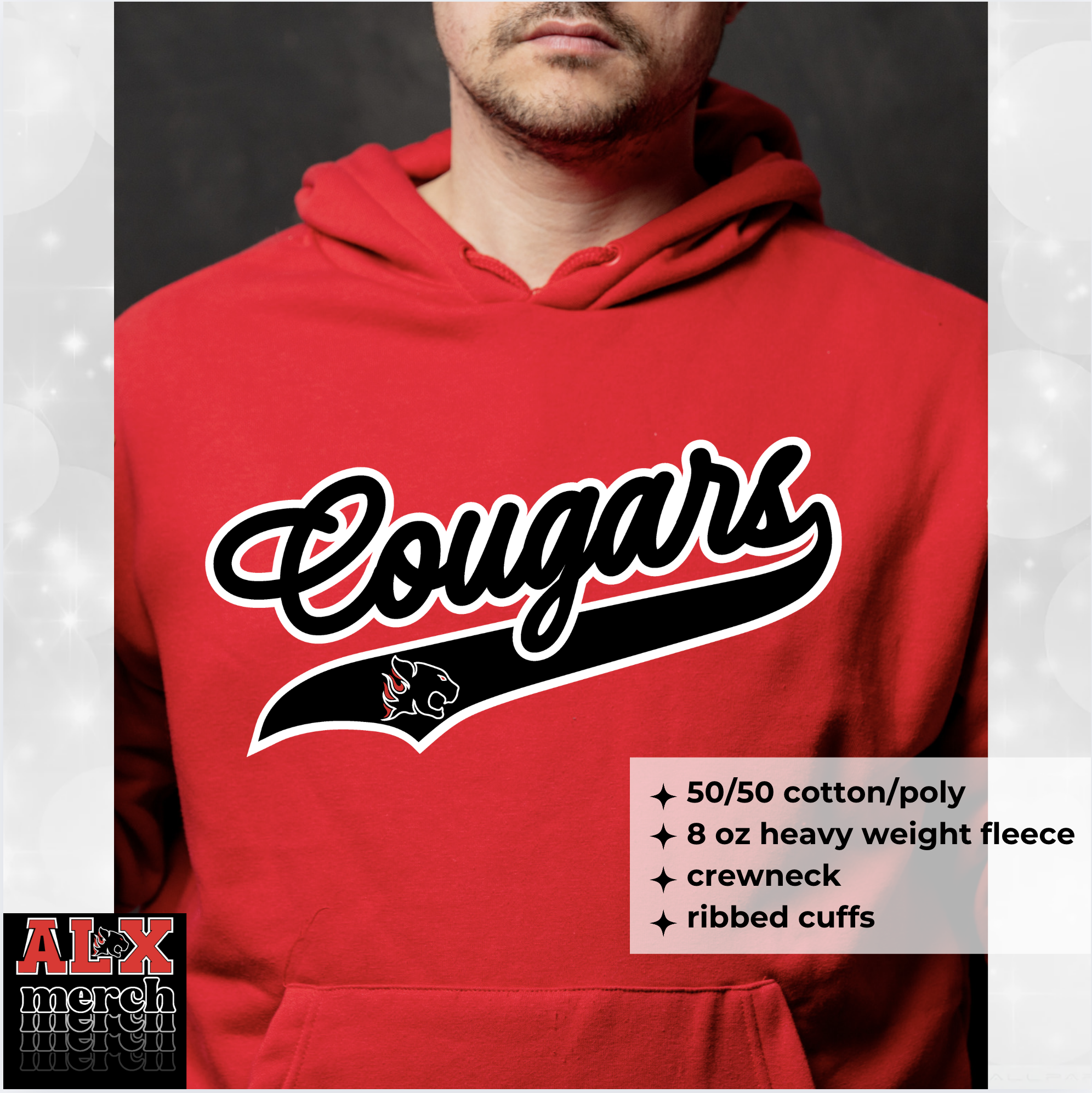 Cougars baseball style hoodie