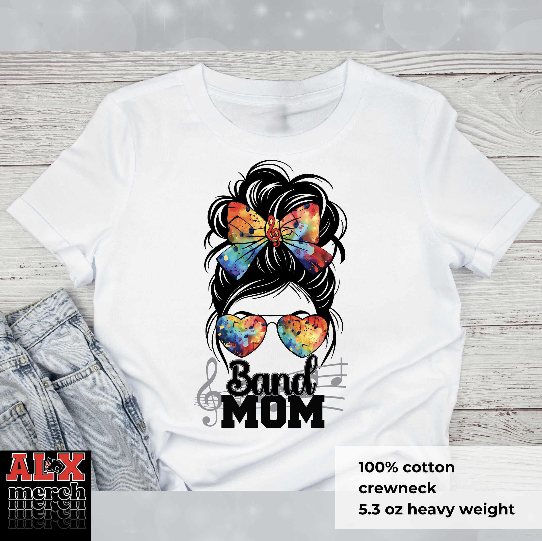 Band mom messy bun tee