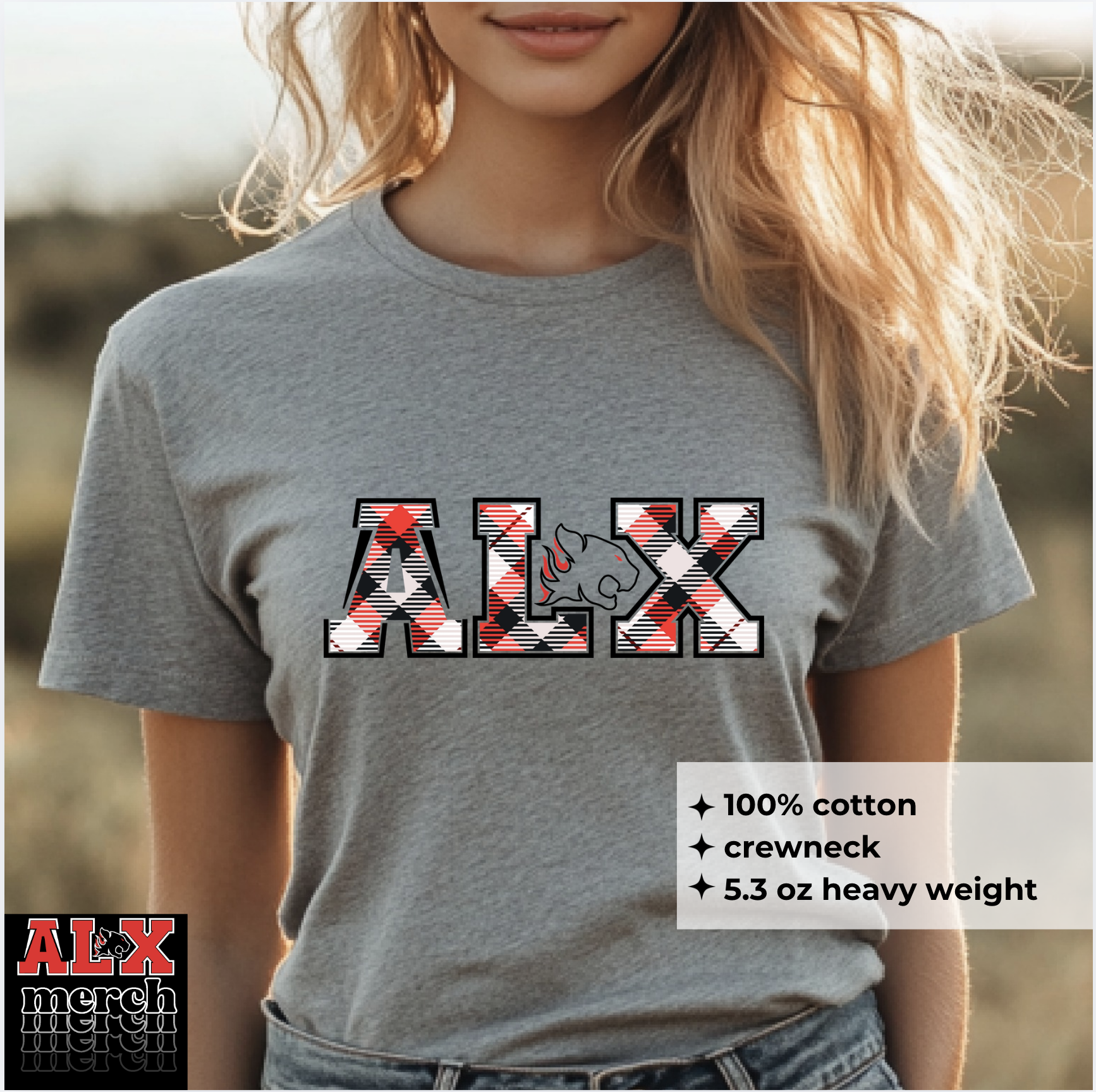 ALX Cougar plaid tee