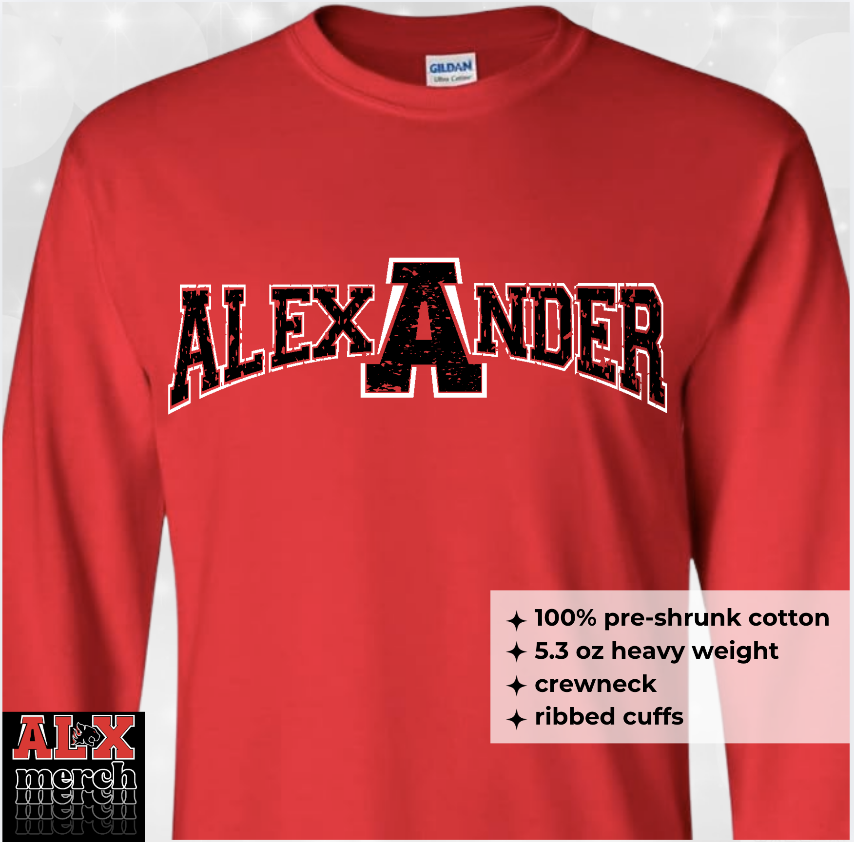 Alex-A-nder A logo  LS tee