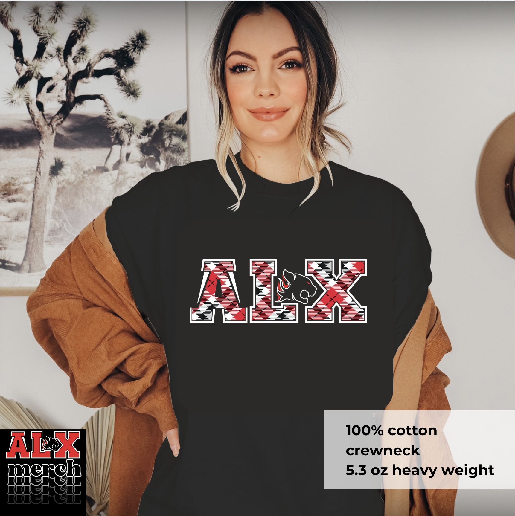 ALX Cougar plaid tee
