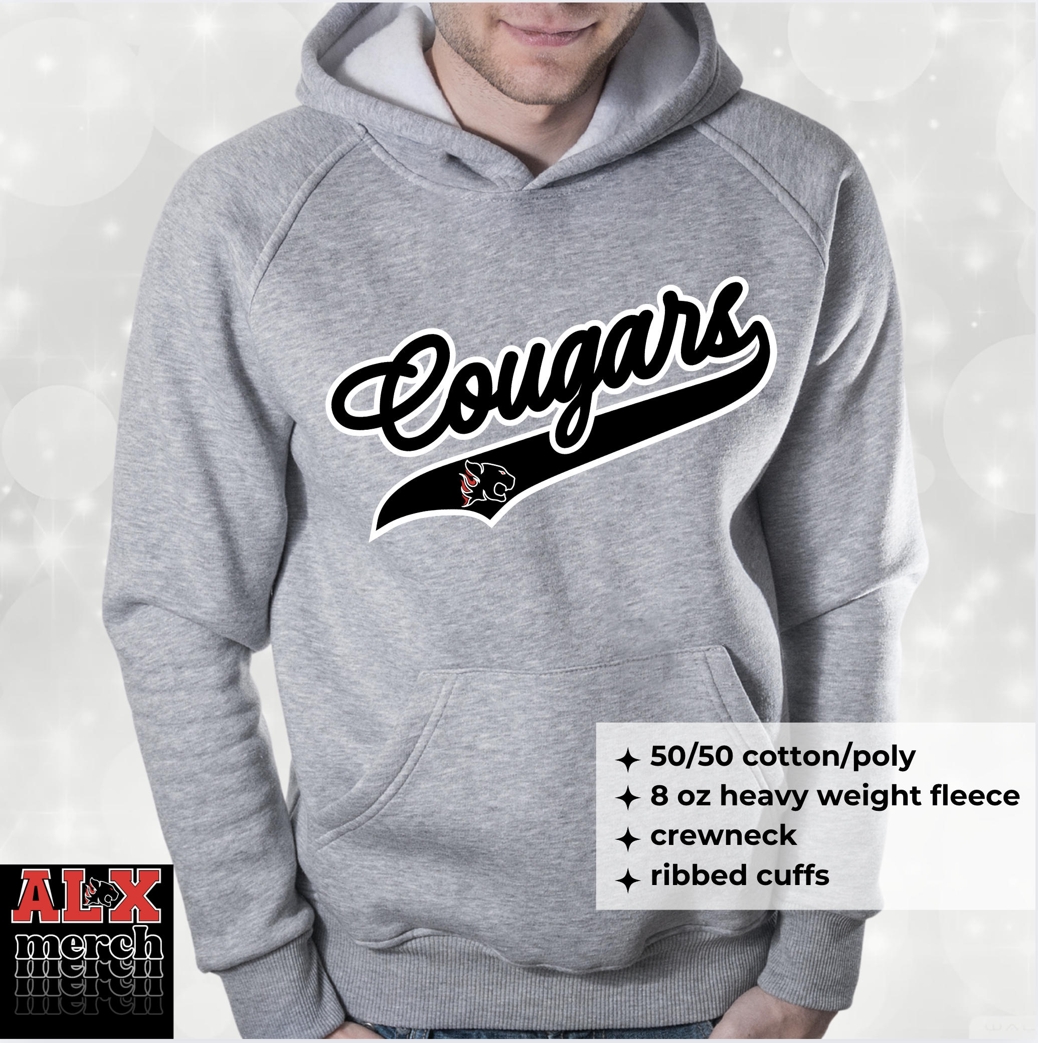 Cougars baseball style hoodie