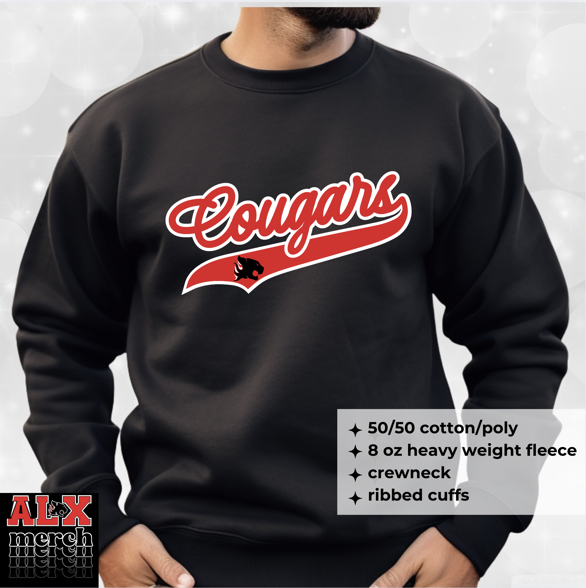Cougars baseball style sweatshirt