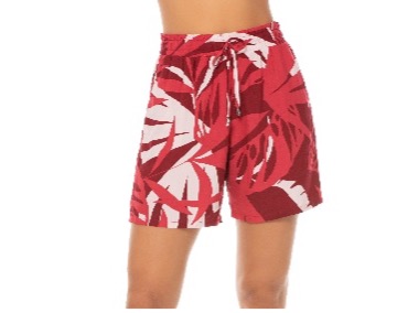 Red Tropical Print Shorts
