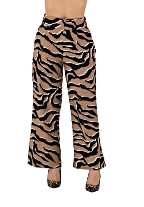 Zebra Print Wide-Leg Pants