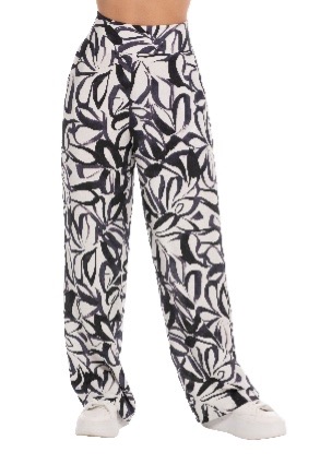 Leaf Print Wide Leg Pants