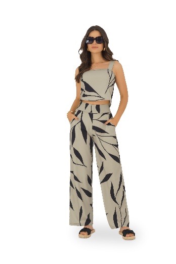 Leaf Print Two-Piece Set