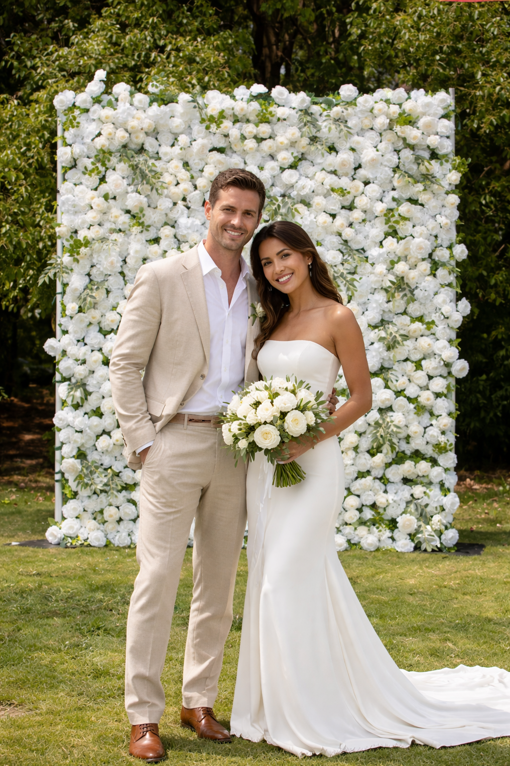 White Floral Backdrop Rental
