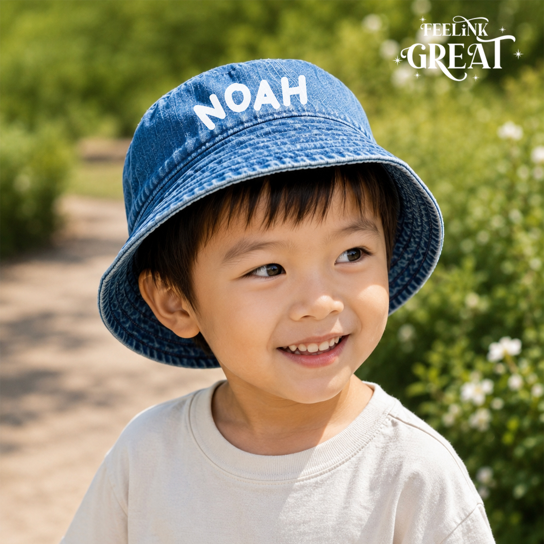 Personalised Denim Bucket Hat for Kids