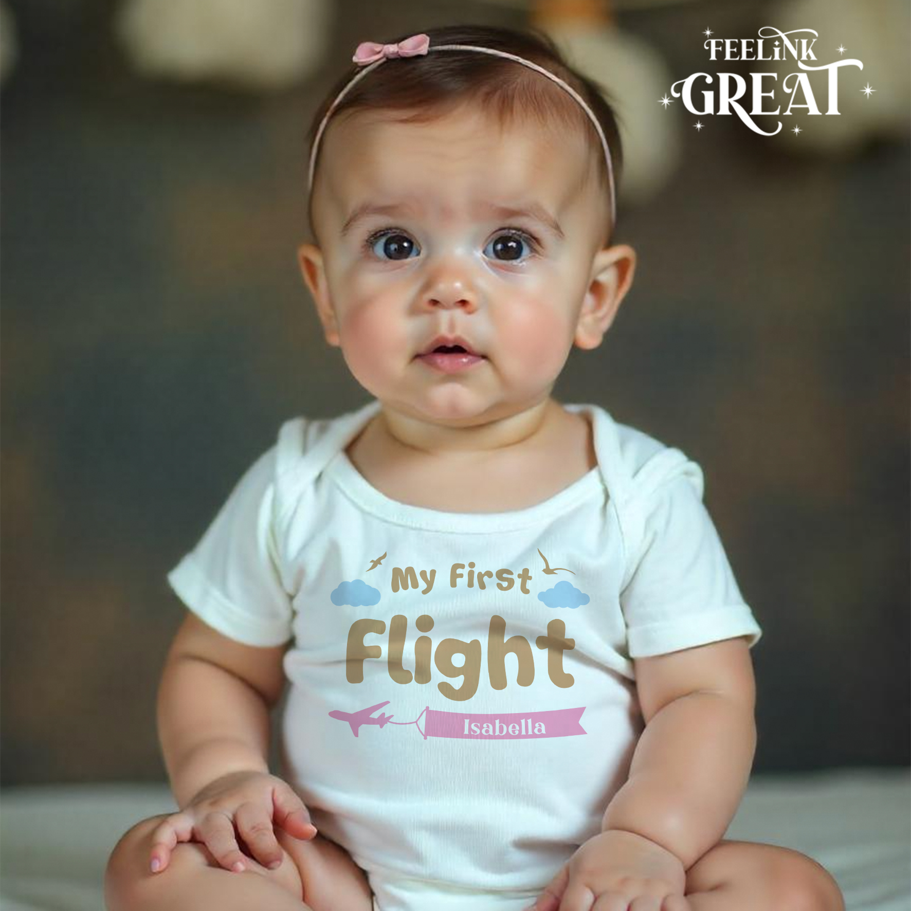 Personalized "My First Flight" Baby Bodysuit