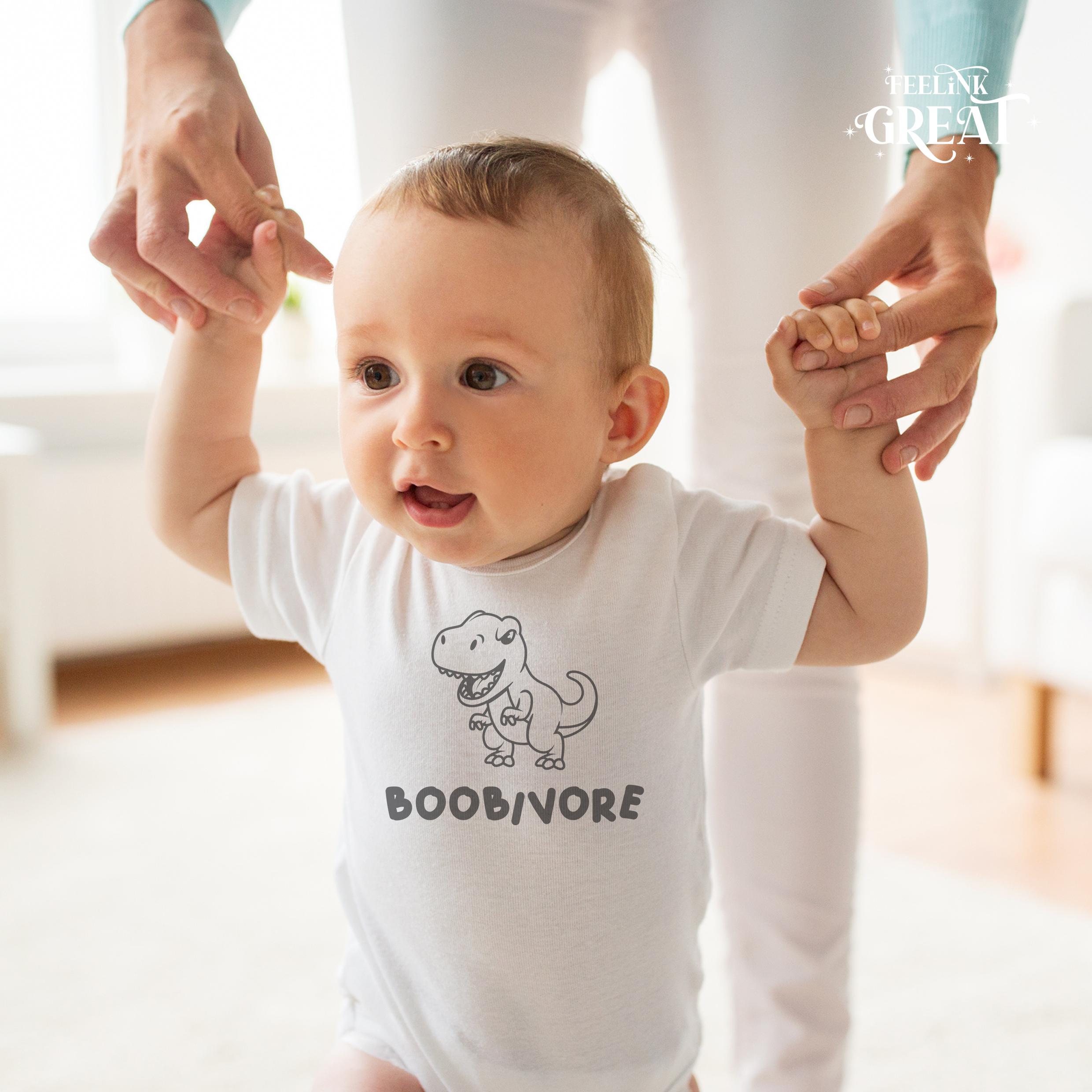 Funny Boobivore T-Rex Baby Bodysuit
