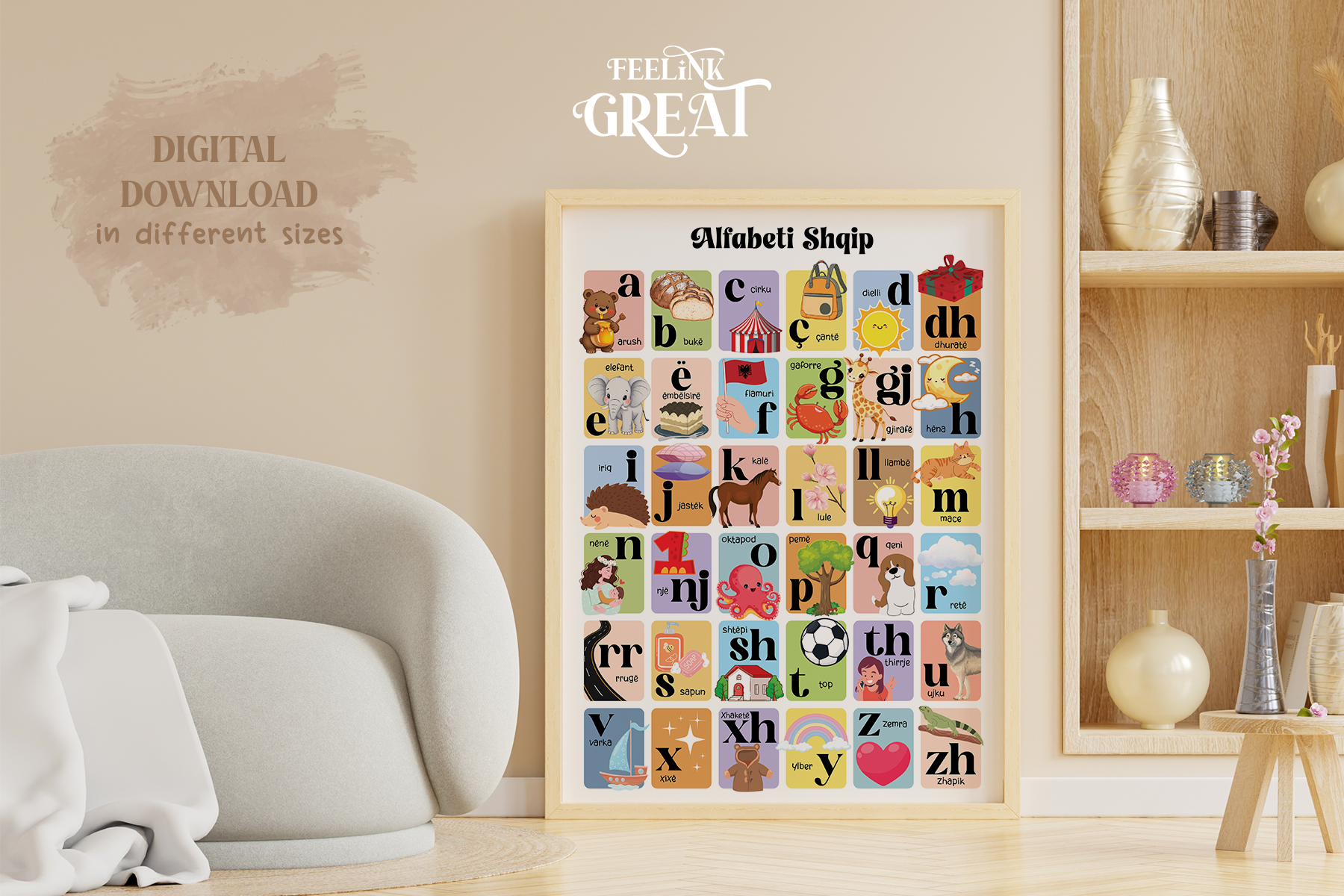 Albanian Alphabet/ Abetare Poster (Digital Download)